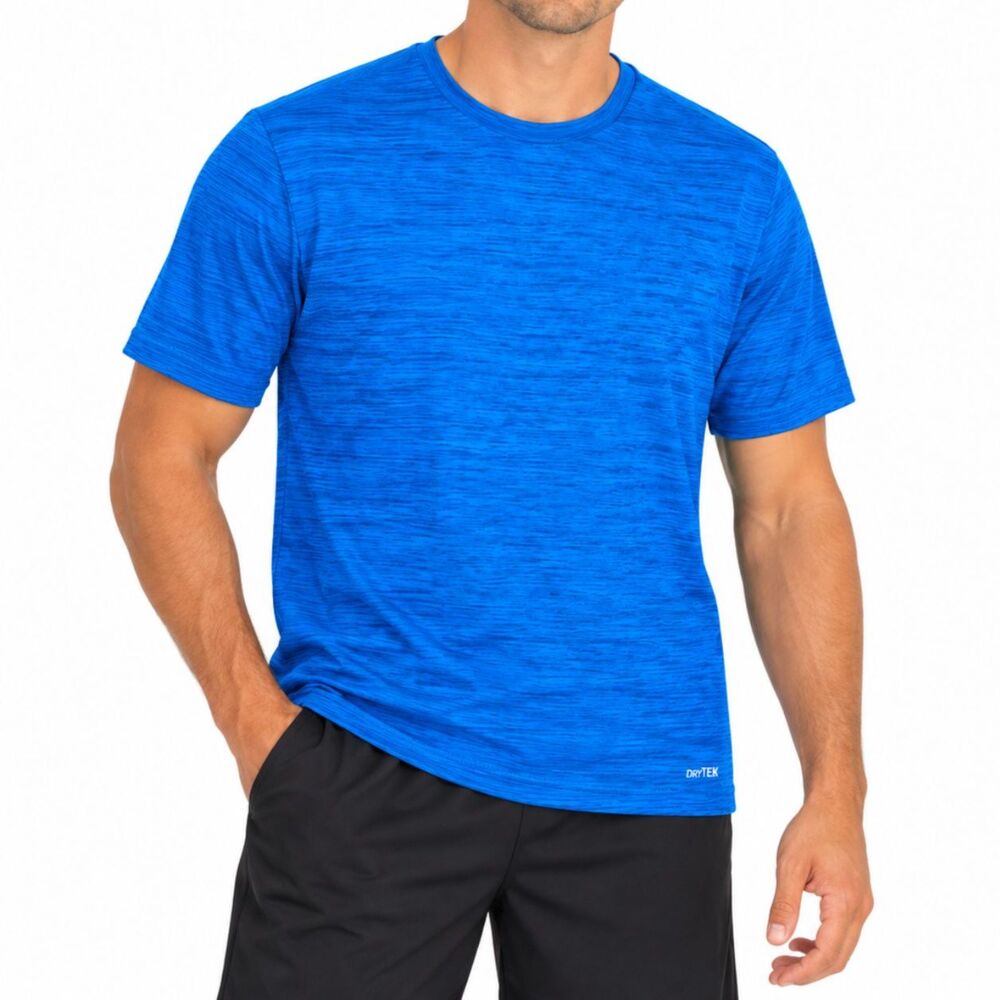 Tek Gear Men’s Blue Space Dye DryTEK Short Sleeve Athletic T-Shirt | Size L